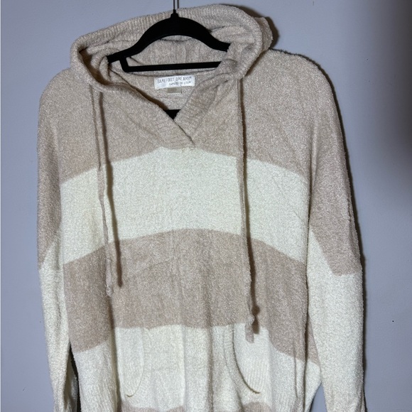 Barefoot Dreams  Tan and Cream Hooded Sweater size L/XL - Picture 2 of 11